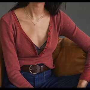 Anthropologie Pilcro Waffle Henley Top